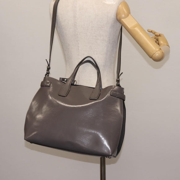 BURBERRY Hand Bag Patent leather 2way Gray Auth ki6089