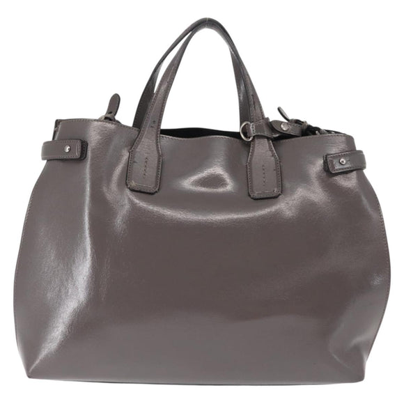 BURBERRY Hand Bag Patent leather 2way Gray Auth ki6089