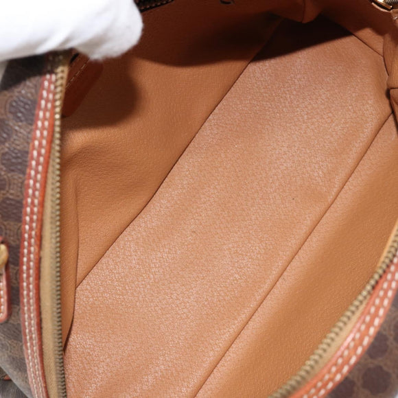 CELINE Macadam Canvas Hand Bag PVC Leather Brown Auth ki6094