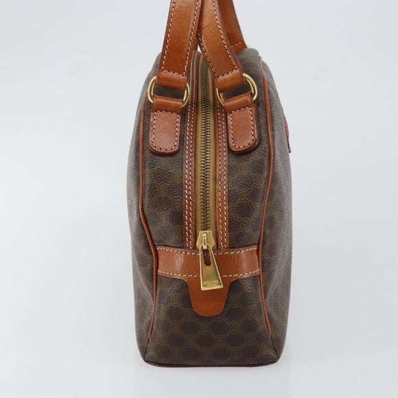 CELINE Macadam Canvas Hand Bag PVC Leather Brown Auth ki6094