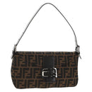 FENDI Zucca Canvas Mamma Baguette Shoulder Bag Brown Black Auth ki6096V-1
