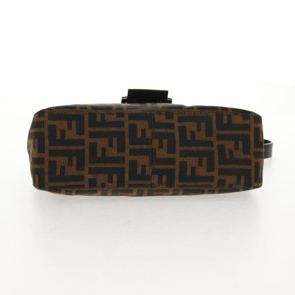 FENDI Zucca Canvas Mamma Baguette Shoulder Bag Brown Black Auth ki6096V