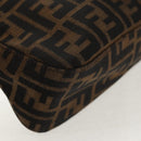 FENDI Zucca Canvas Mamma Baguette Shoulder Bag Brown Black Auth ki6096V-11