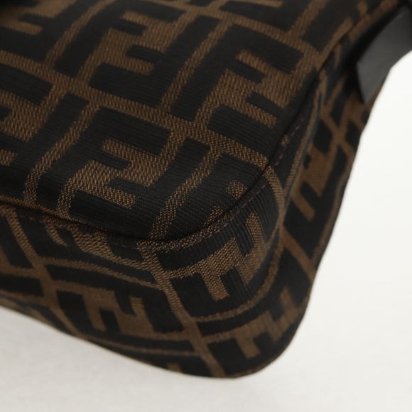 FENDI Zucca Canvas Mamma Baguette Shoulder Bag Brown Black Auth ki6096V