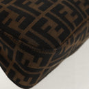 FENDI Zucca Canvas Mamma Baguette Shoulder Bag Brown Black Auth ki6096V-13