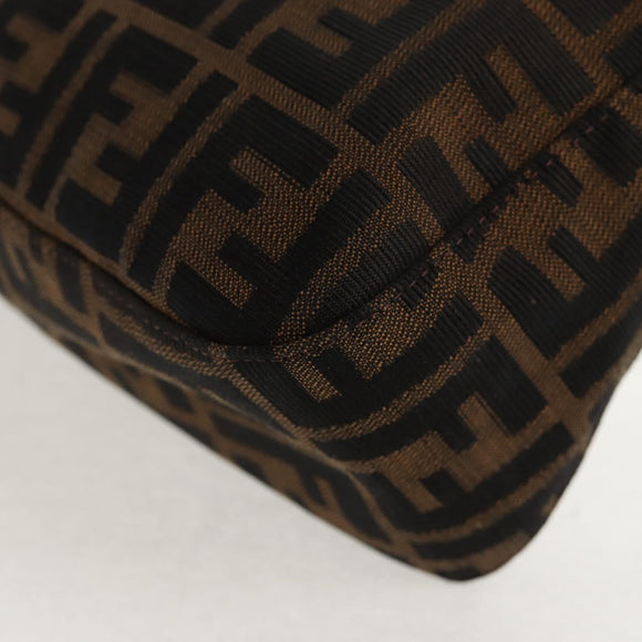 FENDI Zucca Canvas Mamma Baguette Shoulder Bag Brown Black Auth ki6096V