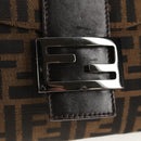 FENDI Zucca Canvas Mamma Baguette Shoulder Bag Brown Black Auth ki6096V-15