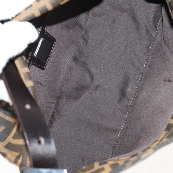 FENDI Zucca Canvas Mamma Baguette Shoulder Bag Brown Black Auth ki6096V