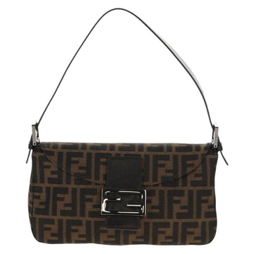 FENDI Zucca Canvas Mamma Baguette Shoulder Bag Brown Black Auth ki6096V - 0
