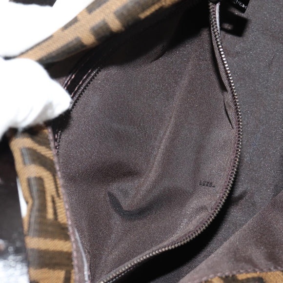 FENDI Zucca Canvas Mamma Baguette Shoulder Bag Brown Black Auth ki6096V