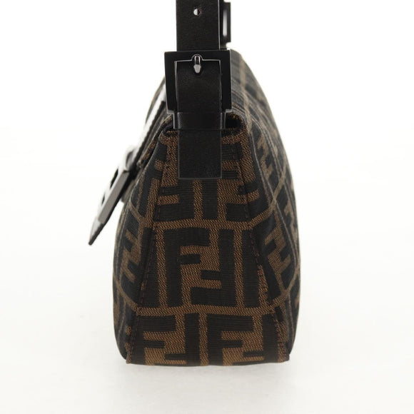 FENDI Zucca Canvas Mamma Baguette Shoulder Bag Brown Black Auth ki6096V