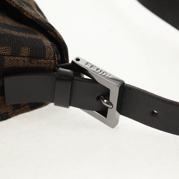 FENDI Zucca Canvas Mamma Baguette Shoulder Bag Brown Black Auth ki6096V