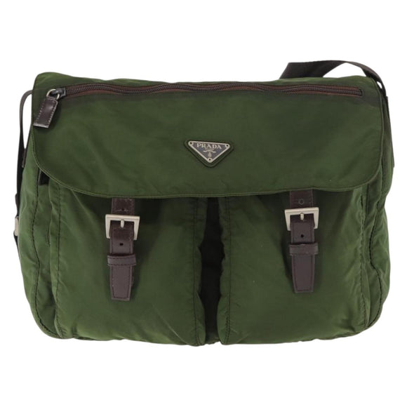 PRADA Shoulder Bag Nylon Khaki Auth ki6099