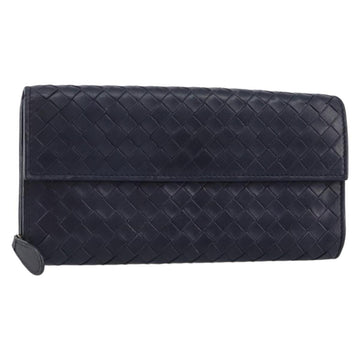BOTTEGAVENETA INTRECCIATO Long Wallet Leather Navy Auth ki6102