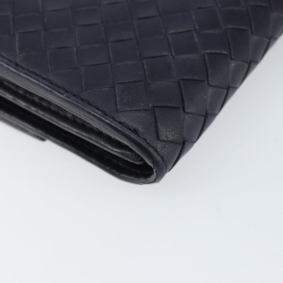 BOTTEGAVENETA INTRECCIATO Long Wallet Leather Navy Auth ki6102