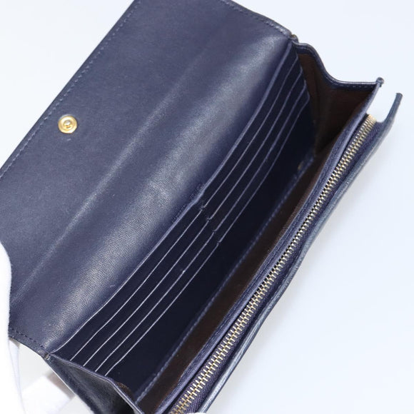 BOTTEGAVENETA INTRECCIATO Long Wallet Leather Navy Auth ki6102