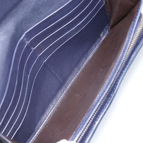 BOTTEGAVENETA INTRECCIATO Long Wallet Leather Navy Auth ki6102