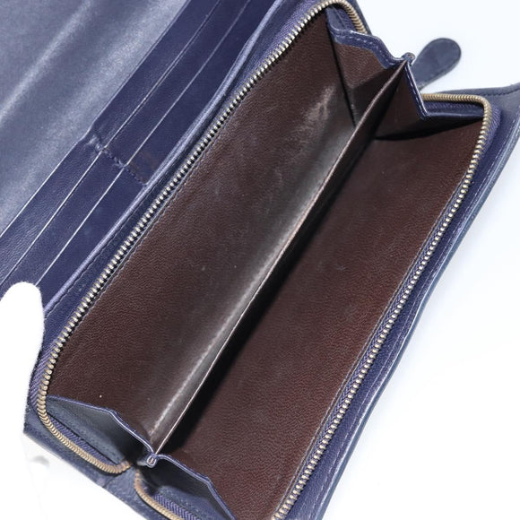 BOTTEGAVENETA INTRECCIATO Long Wallet Leather Navy Auth ki6102