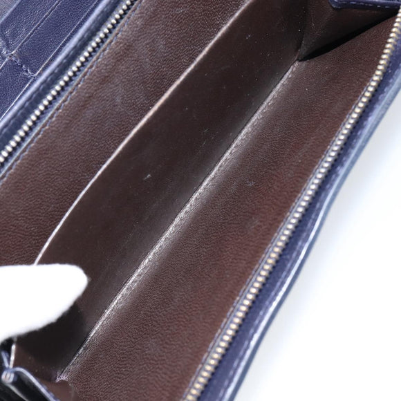 BOTTEGAVENETA INTRECCIATO Long Wallet Leather Navy Auth ki6102