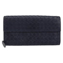 BOTTEGAVENETA INTRECCIATO Long Wallet Leather Navy Auth ki6102-2