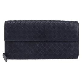 BOTTEGAVENETA INTRECCIATO Long Wallet Leather Navy Auth ki6102 - 0