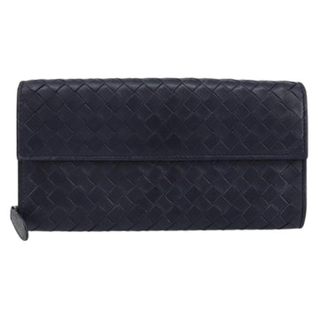 BOTTEGAVENETA INTRECCIATO Long Wallet Leather Navy Auth ki6102 - 0