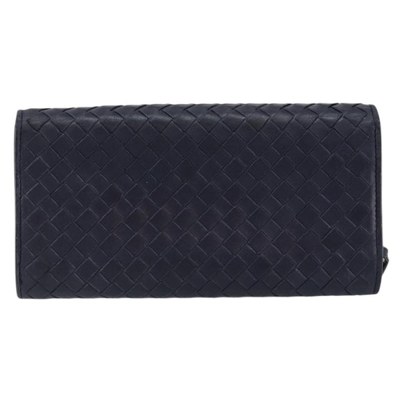 BOTTEGAVENETA INTRECCIATO Long Wallet Leather Navy Auth ki6102