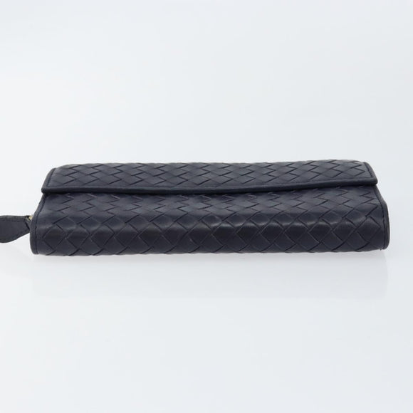 BOTTEGAVENETA INTRECCIATO Long Wallet Leather Navy Auth ki6102
