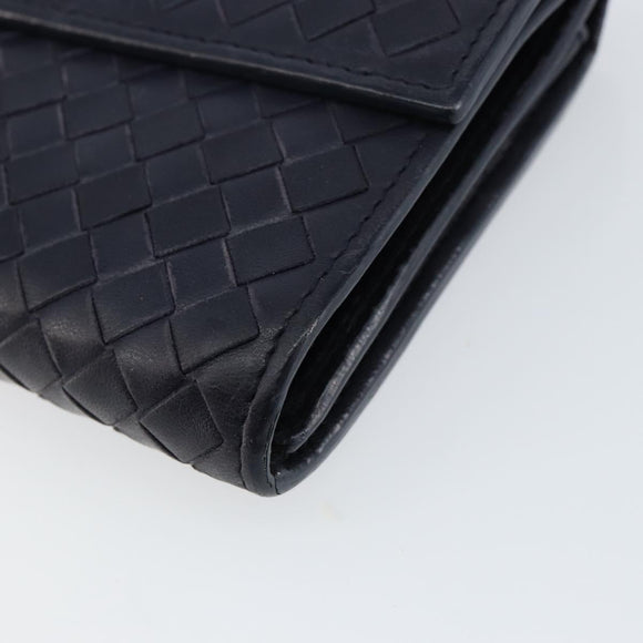 BOTTEGAVENETA INTRECCIATO Long Wallet Leather Navy Auth ki6102