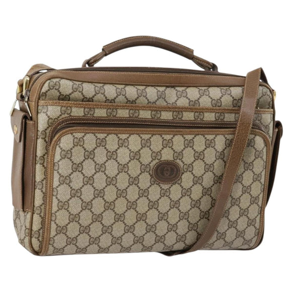 GUCCI GG Supreme Shoulder Bag PVC Leather 2way Beige Auth ki6104