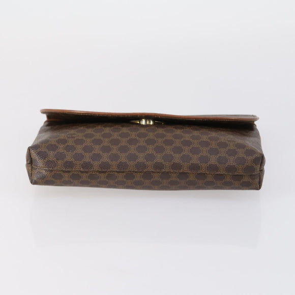 CELINE Macadam Canvas Shoulder Bag PVC 5 Set Brown Auth ki6106