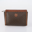 CELINE Macadam Canvas Shoulder Bag PVC 5 Set Brown Auth ki6106-18