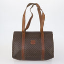 CELINE Macadam Canvas Shoulder Bag PVC 5 Set Brown Auth ki6106-2