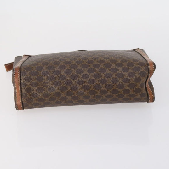 CELINE Macadam Canvas Shoulder Bag PVC 5 Set Brown Auth ki6106