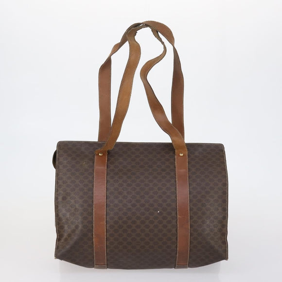 CELINE Macadam Canvas Shoulder Bag PVC 5 Set Brown Auth ki6106