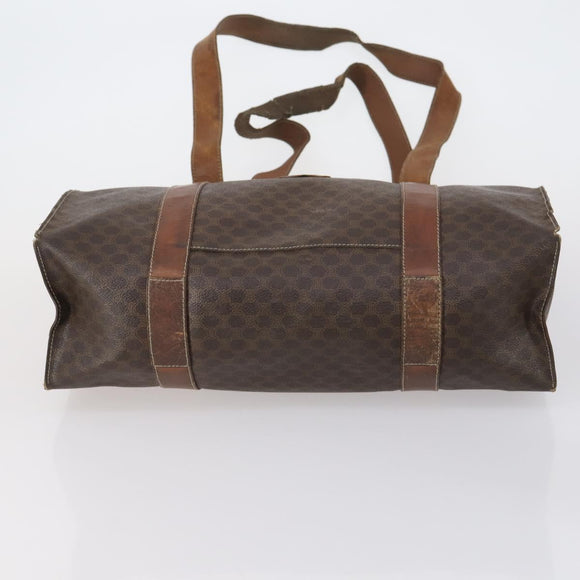 CELINE Macadam Canvas Shoulder Bag PVC 5 Set Brown Auth ki6106