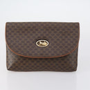 CELINE Macadam Canvas Shoulder Bag PVC 5 Set Brown Auth ki6106-8