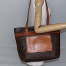 CELINE Macadam Canvas Tote Bag PVC Leather Brown Auth ki6109-21