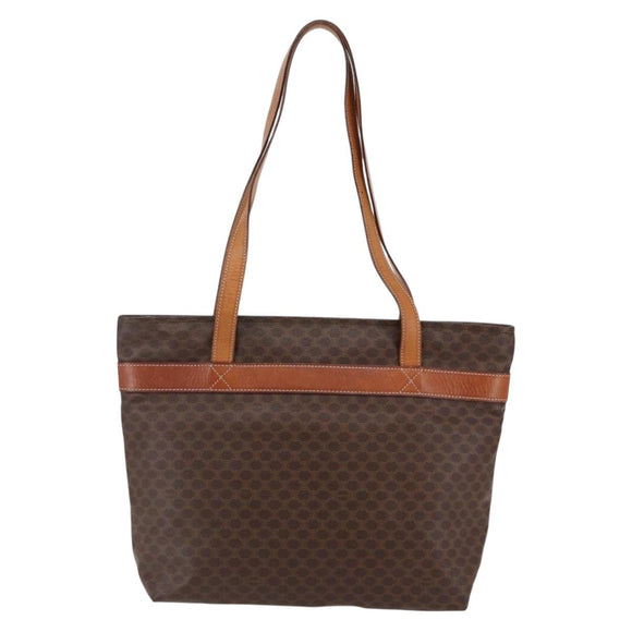 CELINE Macadam Canvas Tote Bag PVC Leather Brown Auth ki6109