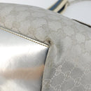 GUCCI GG Canvas Sherry Line Tote Bag Silver Blue khaki Auth ki6110-10