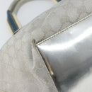 GUCCI GG Canvas Sherry Line Tote Bag Silver Blue khaki Auth ki6110-11
