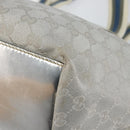 GUCCI GG Canvas Sherry Line Tote Bag Silver Blue khaki Auth ki6110-12