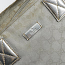 GUCCI GG Canvas Sherry Line Tote Bag Silver Blue khaki Auth ki6110-14