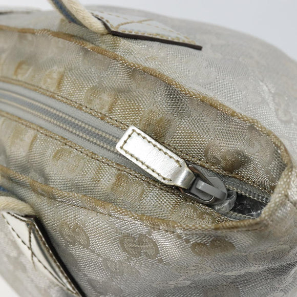 GUCCI GG Canvas Sherry Line Tote Bag Silver Blue khaki Auth ki6110