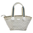 GUCCI GG Canvas Sherry Line Tote Bag Silver Blue khaki Auth ki6110-2