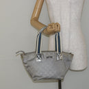 GUCCI GG Canvas Sherry Line Tote Bag Silver Blue khaki Auth ki6110-22