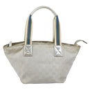 GUCCI GG Canvas Sherry Line Tote Bag Silver Blue khaki Auth ki6110-3