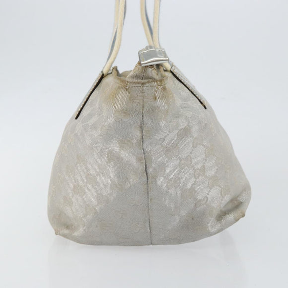 GUCCI GG Canvas Sherry Line Tote Bag Silver Blue khaki Auth ki6110