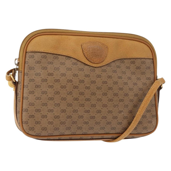 GUCCI Micro GG Supreme Shoulder Bag PVC Beige Gold 007 123 0428 Auth ki6116
