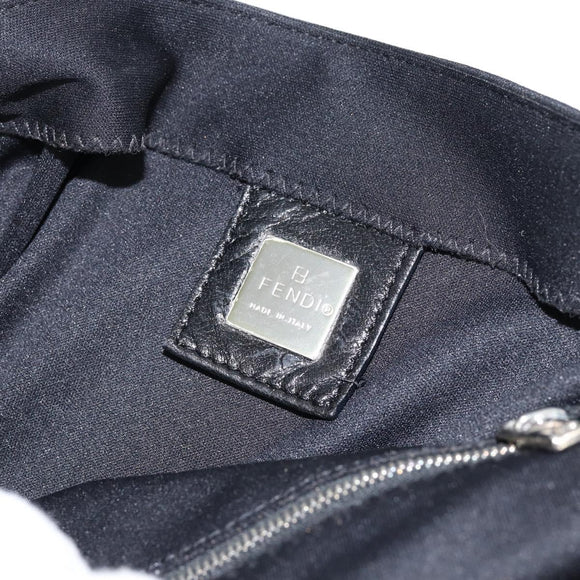FENDI Mamma Baguette Shoulder Bag Nylon Black Silver Auth ki6120